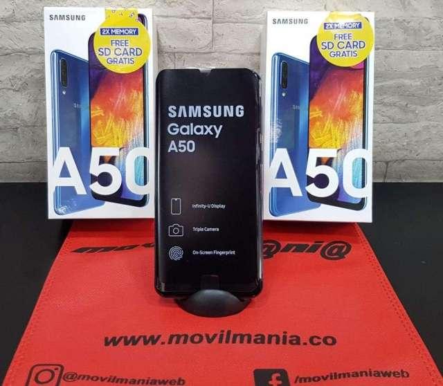 Samsung A50 64Gb nuevos con garantia microSD 64gb domicilios sin costo en Bogotá Movil Mania Samsung A50 64Gb nuevos con garantia microSD 64gb domicilios sin costo en Bogotá Movil Mania